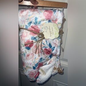 Tiny Garden Floral Baby Blanket with Pink and Blue Roses
